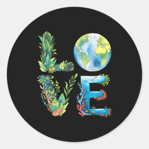 Pegatina Redonda Amor mundo día de la tierra 2026 ambiental animal