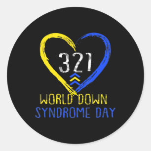 Pegatina Redonda Amor Mundo Down Síndrome Awareness Day Love