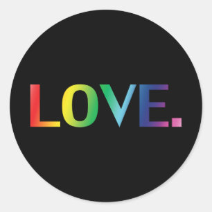 Pegatina Redonda Amor, orgullo lgbt lgbtq color arcoiris negro