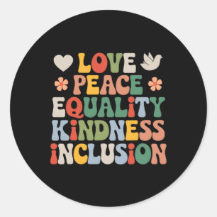 Pegatina Redonda Amor Paz Diversidad Inclusión Igualdad Hist Black