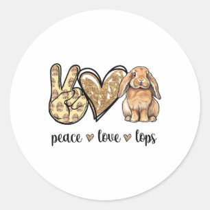 Pegatina Redonda Amor Paz Mini Holland Lop Conejo Amante de conejos