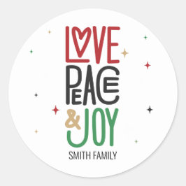 Pegatina Redonda Amor, paz y alegría, de tu familia