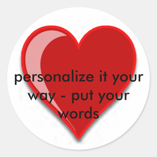Pegatina Redonda Amor - Personalizado Corazón Rojo Añadir tu texto (Anverso)
