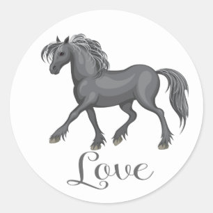 Pegatina Redonda Amor por caballos adorables Equitación caballos gr