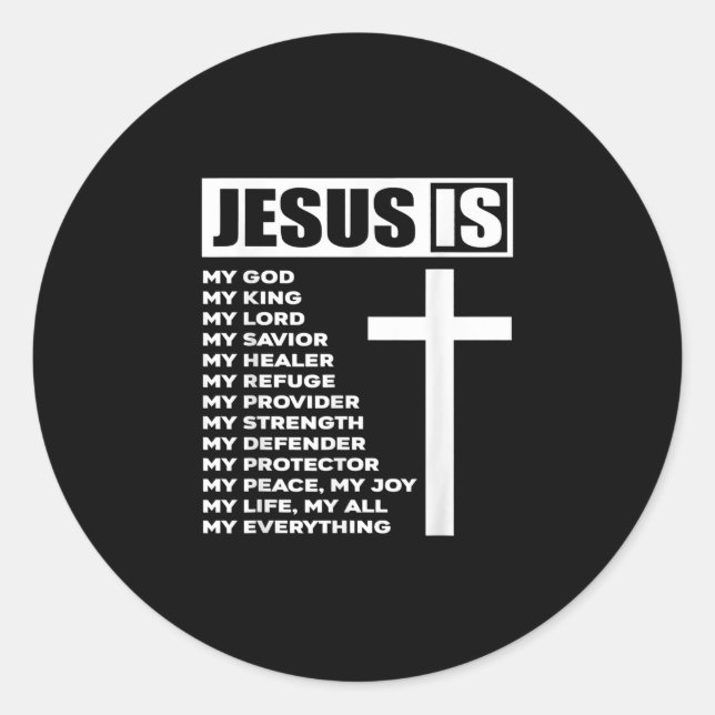 Pegatina Redonda Amor por Dios | Jesús Es Mi Dios Mi Rey Todo (Anverso)