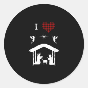 Pegatina Redonda Amor por Dios Navidades Natividad Que Amo A Jesú