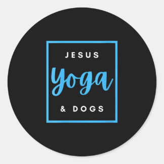 Pegatina Redonda Amor por Dios | Yoga Jesús Y Fe Cristiana Perra