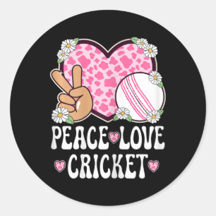 Pegatina Redonda Amor por la Paz Cricket Amante Vaca Imprimir Mujer