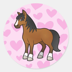 Pegatina Redonda Amor por los Caballos