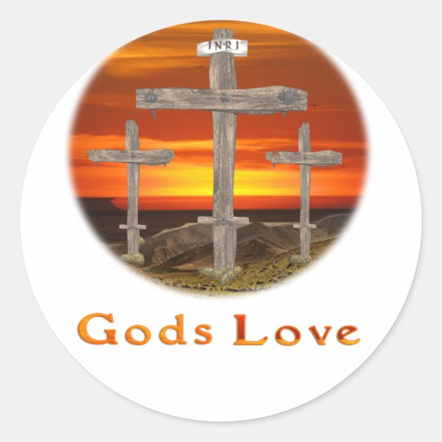 Pegatina Redonda Amor por los dioses (Anverso)