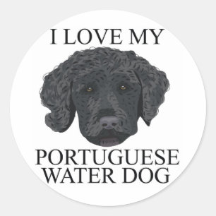 Pegatina Redonda ¡Amor PORTUGUÉS del PERRO de AGUA!