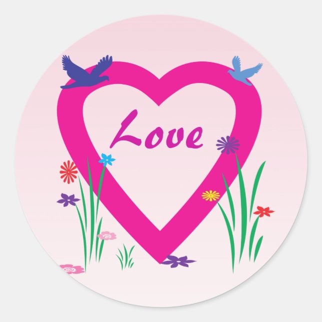 Pegatina Redonda Amor primaveral (Anverso)