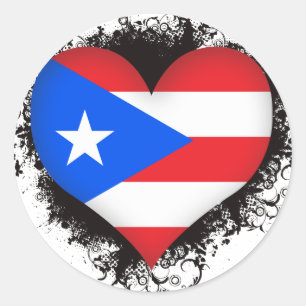 Pegatina Redonda Amor Puerto Rico del vintage I