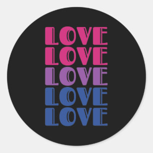 Pegatina Redonda Amor Repetir texto Orgullo bisexual LGBTQ