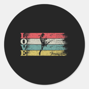 Pegatina Redonda Amor Retro Vintage Mma Kickboxing Muay Thai Siluet