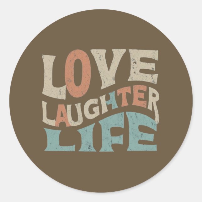 Pegatina Redonda Amor, risas, vida (Anverso)