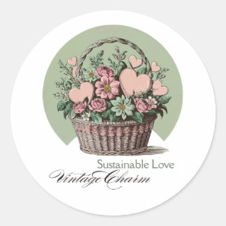 Pegatina Redonda Amor sustentable, encanto vintage