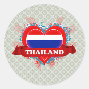 Pegatina Redonda Amor Tailandia del vintage I