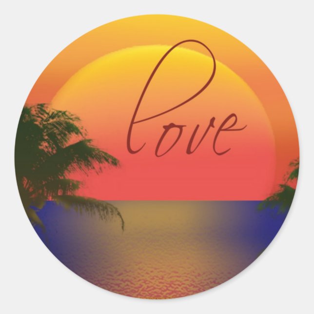 Pegatina Redonda amor tropical (Anverso)