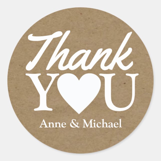 Pegatina Redonda amor y agradecimiento a la boda (Anverso)