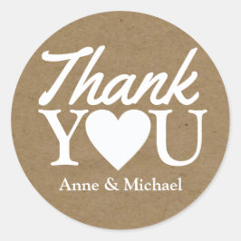 Pegatina Redonda amor y agradecimiento a la boda