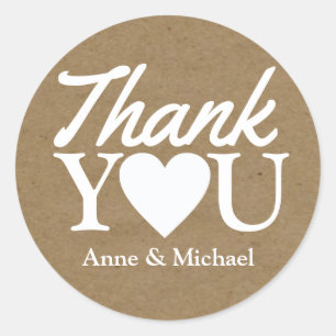 Pegatina Redonda amor y agradecimiento a la boda