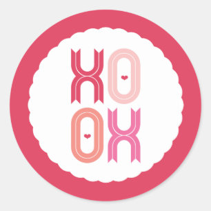 Pegatina Redonda Amor y besos XOXO Fiesta de San Valentín Pegatinas