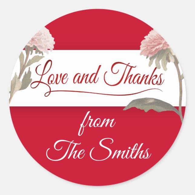 Pegatina Redonda Amor y gracias (Anverso)