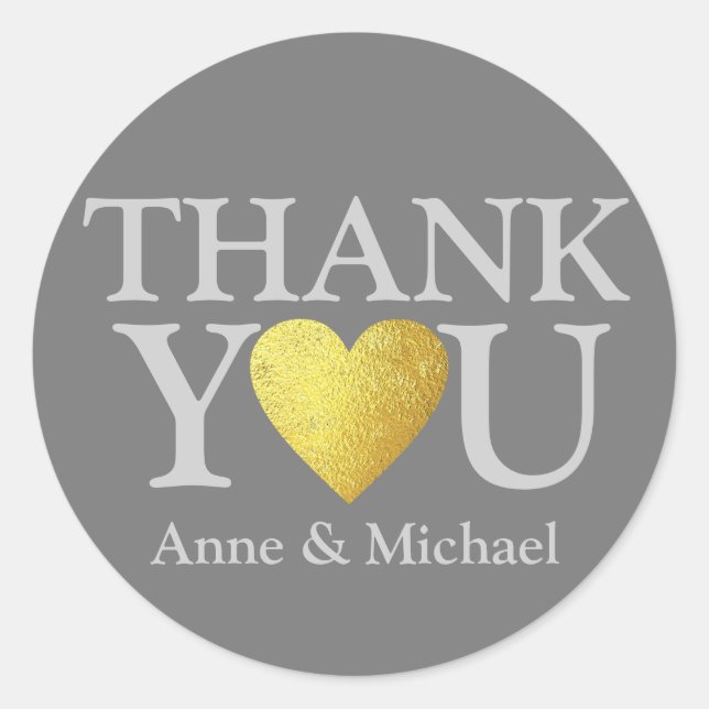 Pegatina Redonda amor y gracias. favores de boda (Anverso)