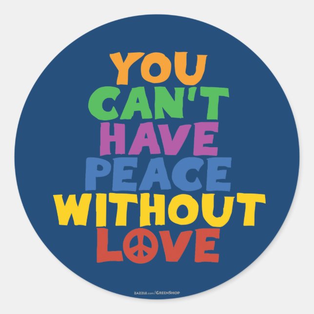 Pegatina Redonda Amor y paz (Anverso)