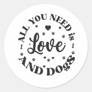 Pegatina Redonda "Amor y perros" Tema