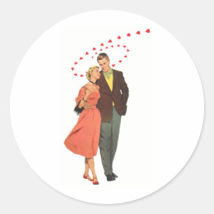 Pegatina Redonda Amor y Romance Ilustracion Vintage