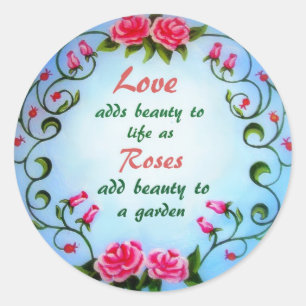 Pegatina Redonda Amor y Rosas
