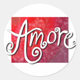 Pegatina Redonda Amore - jazzy rojo inverso