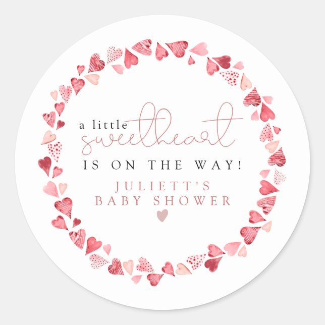 Pegatina Redonda AMORE Little Squerido Valentday Baby Shower (Anverso)