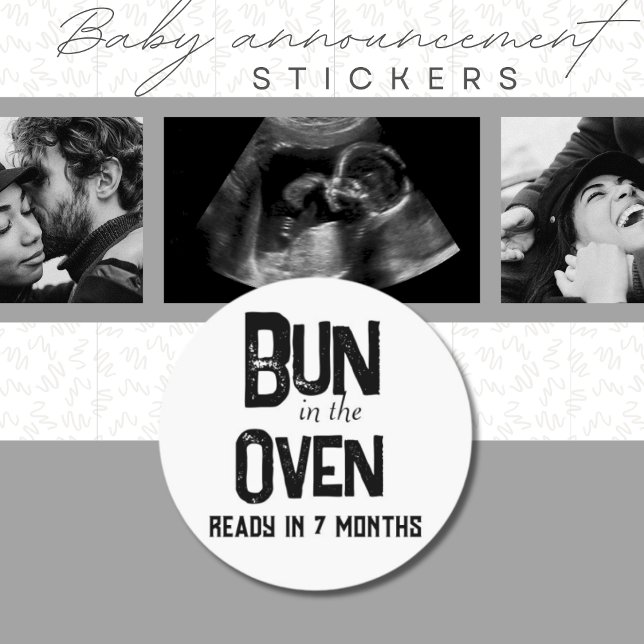 Pegatina Redonda Amortiguamiento En Horno Preparado Pronto Invitaci (Cute Pregnancy Announcement Stickers)