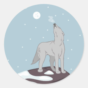 Pegatina Redonda Amortiguando al lobo ártico