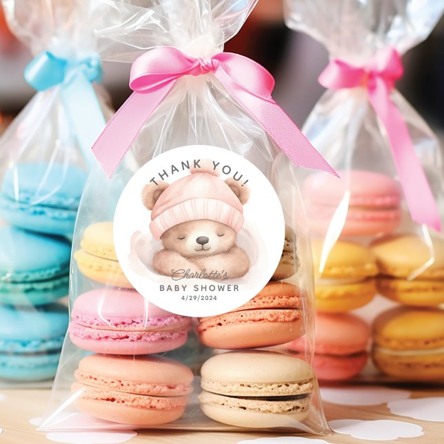 Pegatina Redonda Amortiguar el oso Baby Shower Gracias (Subido por el creador)