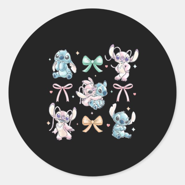Pegatina Redonda &amp; Angel Coquette Style Bows Valentine's Day  (Anverso)