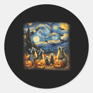 Pegatina Redonda & Possum Halloween Cae Noche Starry Van Gogh