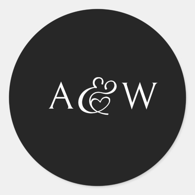 Pegatina Redonda Ampersand Monogram Black Boda (Anverso)