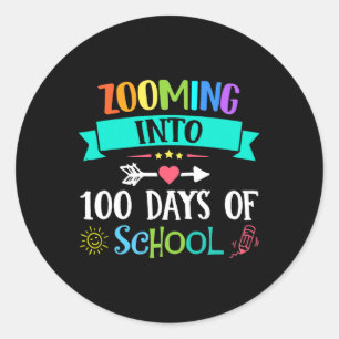 Pegatina Redonda Ampliación A 100 Días De Regalo De Maestros Escola