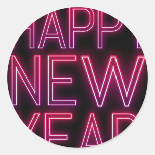 Pegatina Redonda Ampliar el degradado púrpura del año nuevo