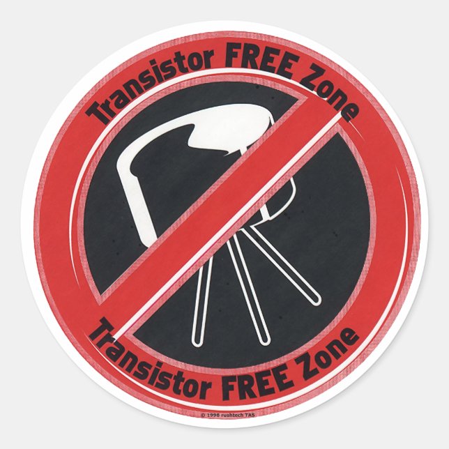 Pegatina Redonda Amplificación de tubo Rustech 'Zona libre de trans (Anverso)