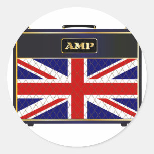 Pegatina Redonda Amplificador de guitarra de Union Jack