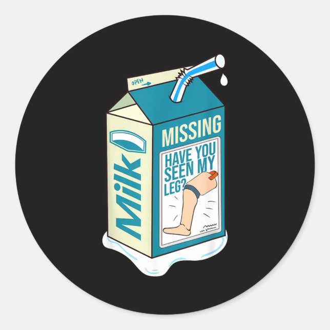 Pegatina Redonda Amputee Funny Shirt Humor Quote Prosthetic Joke  (Anverso)