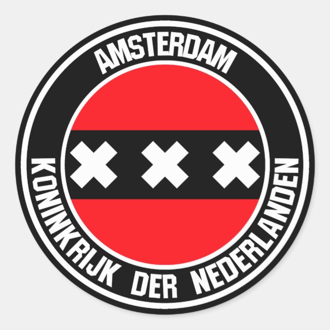 Pegatina Redonda Ámsterdam Round Emblem (Anverso)