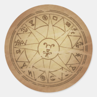 Pegatina Redonda Amuleto mágico para viajes seguros Encanto mágico
