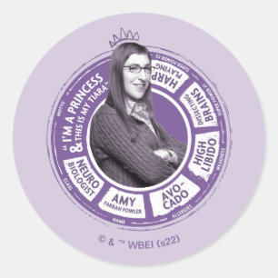 Pegatina Redonda Amy Farrah Fowler Info Graphic