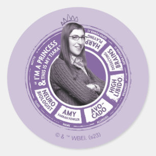 Pegatina Redonda Amy Farrah Fowler Info Graphic